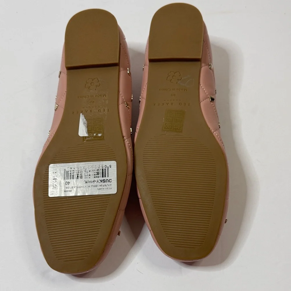 Ted Baker Libban Woman’s Dusty Pink Quilted ballerina Flats Size 40 New